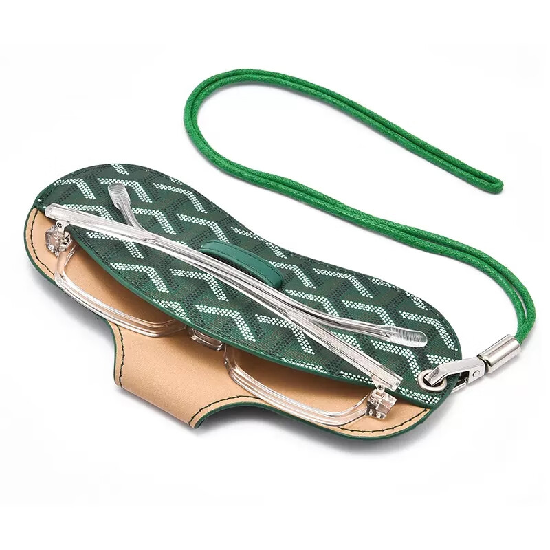 择初挂脖眼镜袋眼镜盒便携女款高级感眼镜包时尚防掉男眼镜收纳墨镜盒 灰色挂绳款【镜布+清洗液】