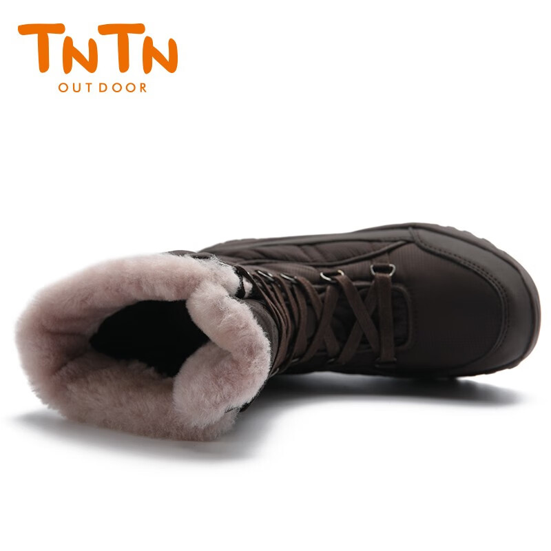TNTN东北雪乡哈尔滨厚底羊毛3M新雪丽保暖绒防寒男女防水雪地靴棉鞋子 摩卡棕 38 偏小请买大1码