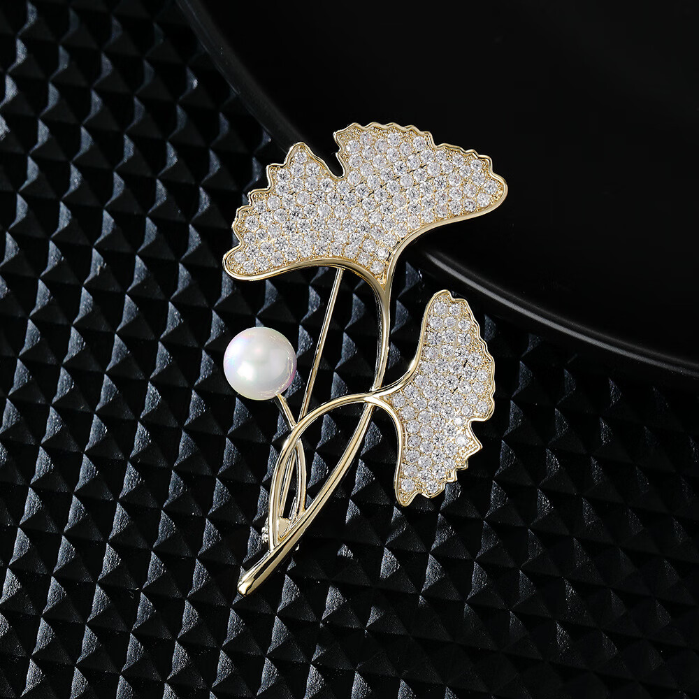 锆石银杏胸针女大衣时尚胸花2022年新款配饰毛衣别针martube