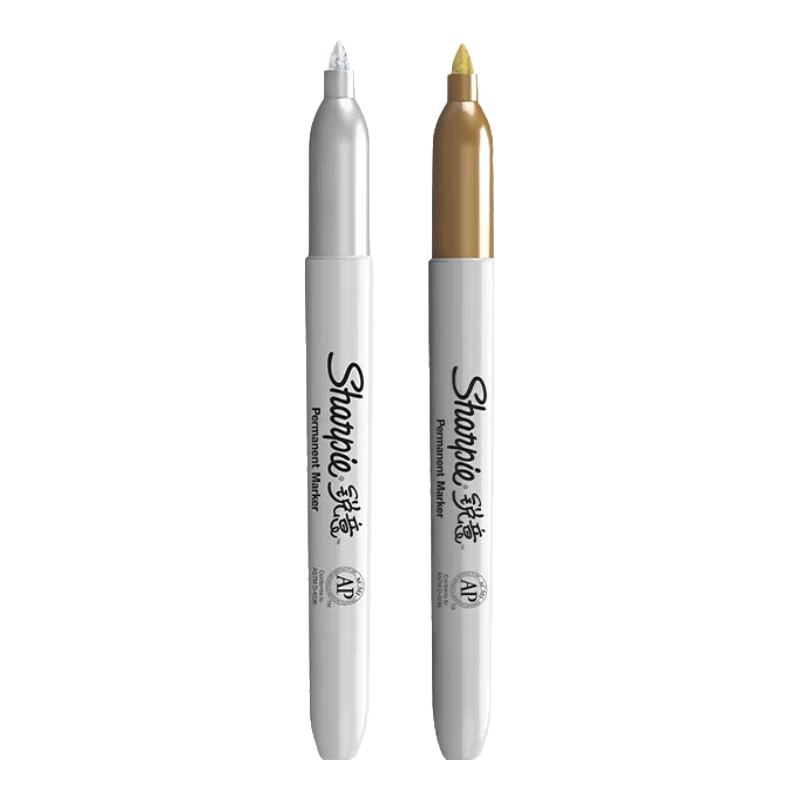 銳意（sharpie）馬克筆油性防水防褪色速干耐用記號筆 單頭細金銀2支