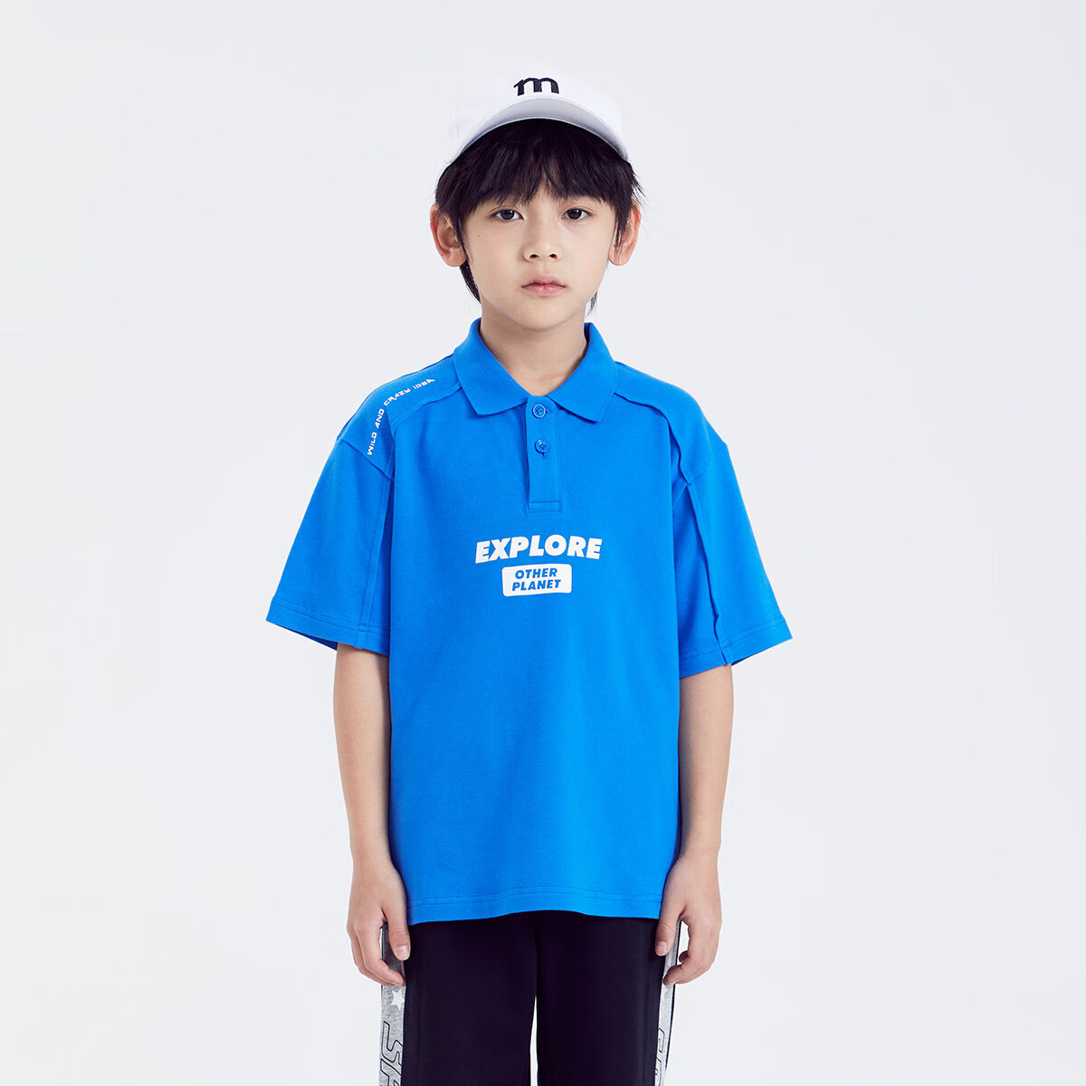 小猪班纳童装夏装儿童翻领中大童男童polo衫 机械蓝 130cm