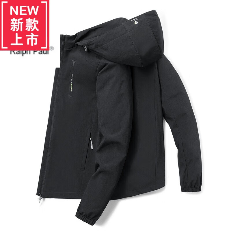 拉尔伦保罗2023秋季夹克男男士大码时尚休闲韩版时尚外套 615黑 l