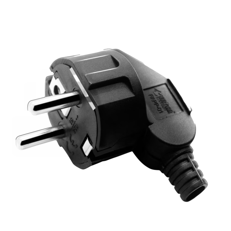 欧标16a 250v插头 法式插座自接线电源德法韩泰俄罗斯弯头2脚圆脚