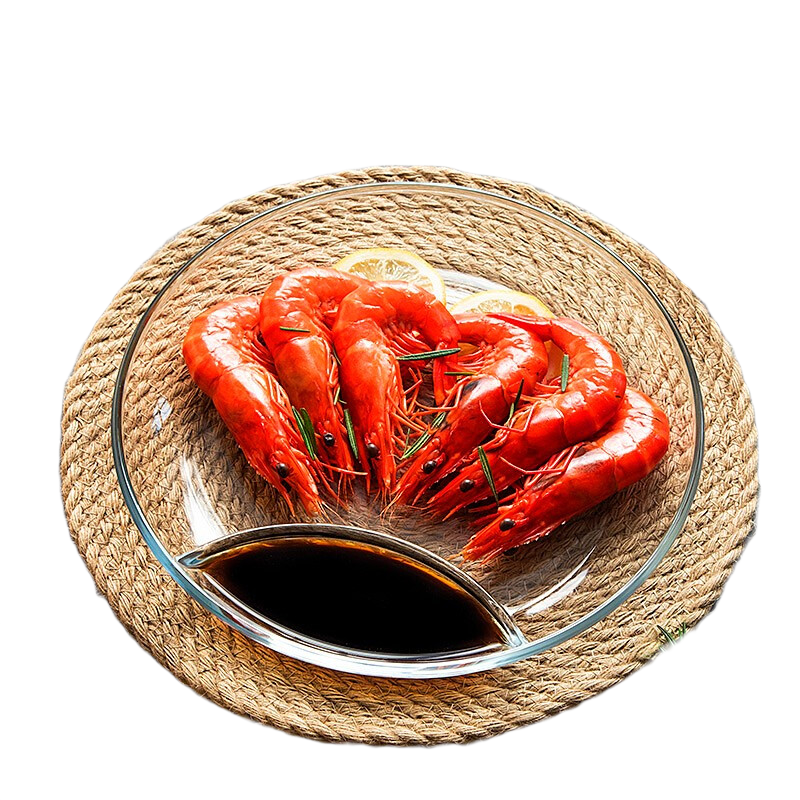 菲內(nèi)克斯鋼化耐熱玻璃餃子盤 家用水果西餐帶醋醬碟多功能分隔水果西餐盤 餃子盤 1個 10英寸