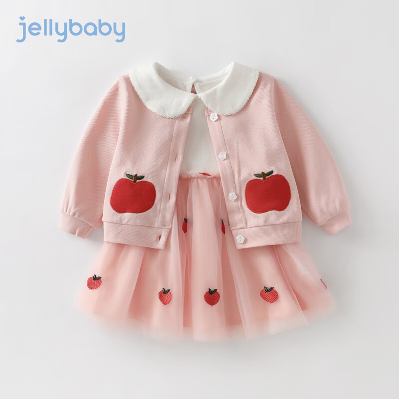 JELLYBABY女童秋装儿童婴儿两件套裙春秋洋气宝宝秋季套装 粉色 100CM怎么看?