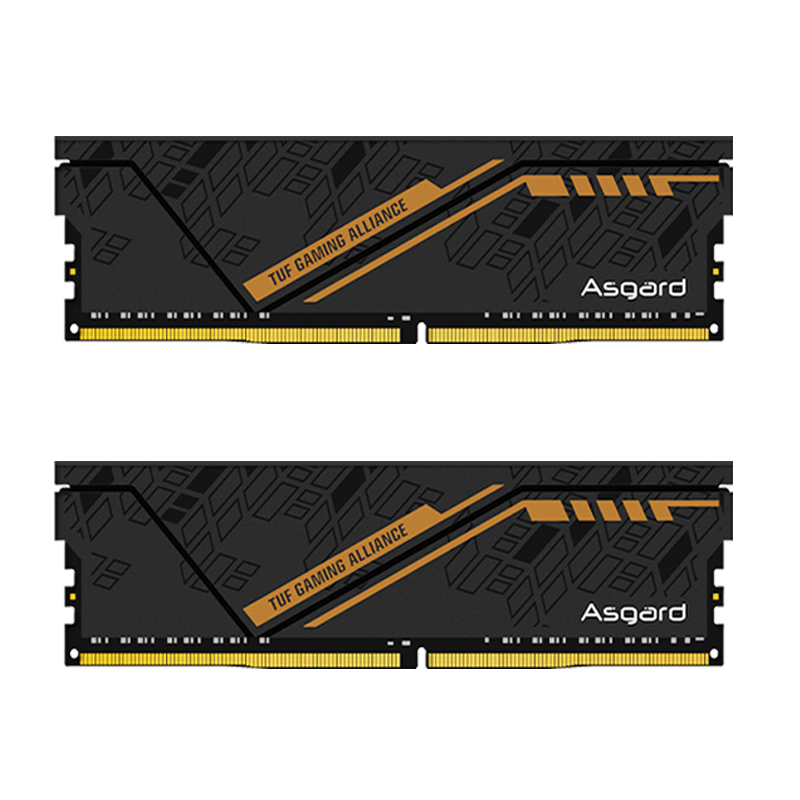 阿斯加特（Asgard）32GB(16GBx2)套装 DDR4 3200 台式机内存条 金伦加-黑橙甲 TUF联名款 长鑫颗粒 CL16