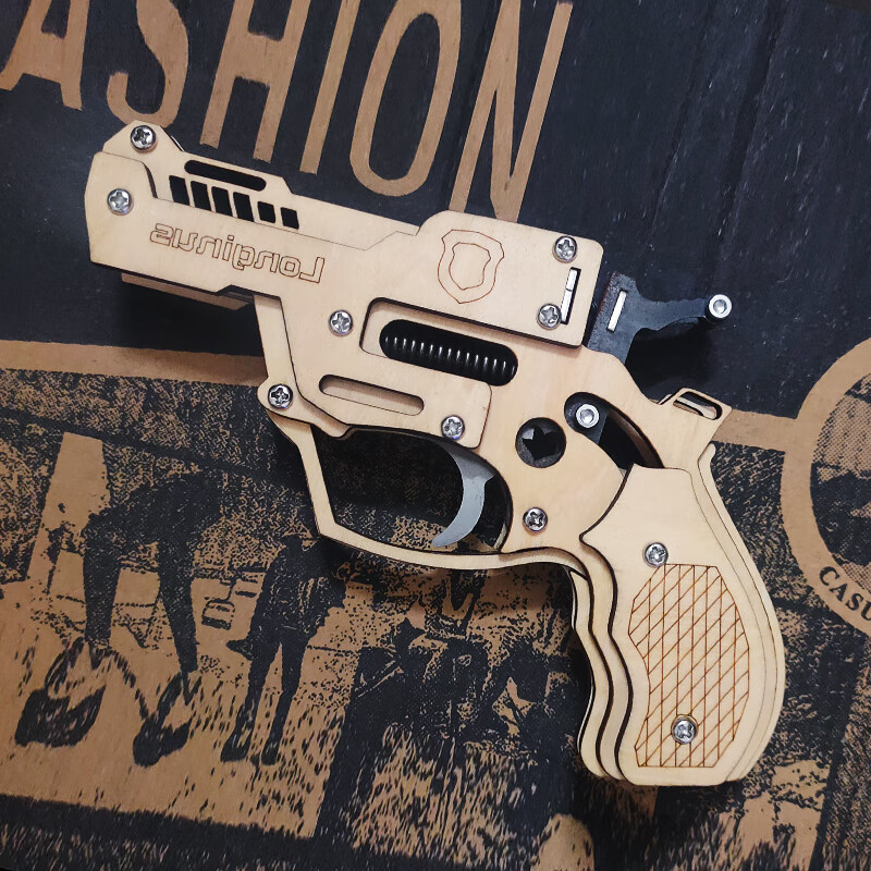 火柴玩具枪老式洋火炮木头不锈钢金属链条儿童 短款 (不含火柴)