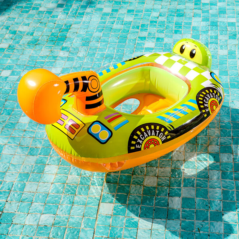 暮柒加厚儿童座圈小汽车挖掘机推土机卡通男宝宝坐圈游泳圈男女童泳圈