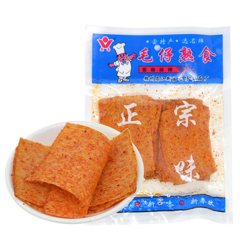 赣州毛仔熟食儿时辣条江西特产麻辣零食80后怀旧辣片香辣豆皮面筋 毛
