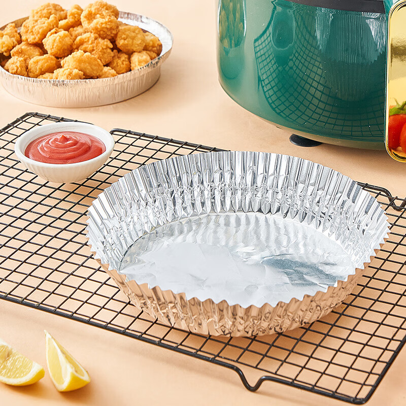 妙普乐超大号蛋挞托 展艺空气炸锅专用铝箔盘托50只食品级家用锡纸盒