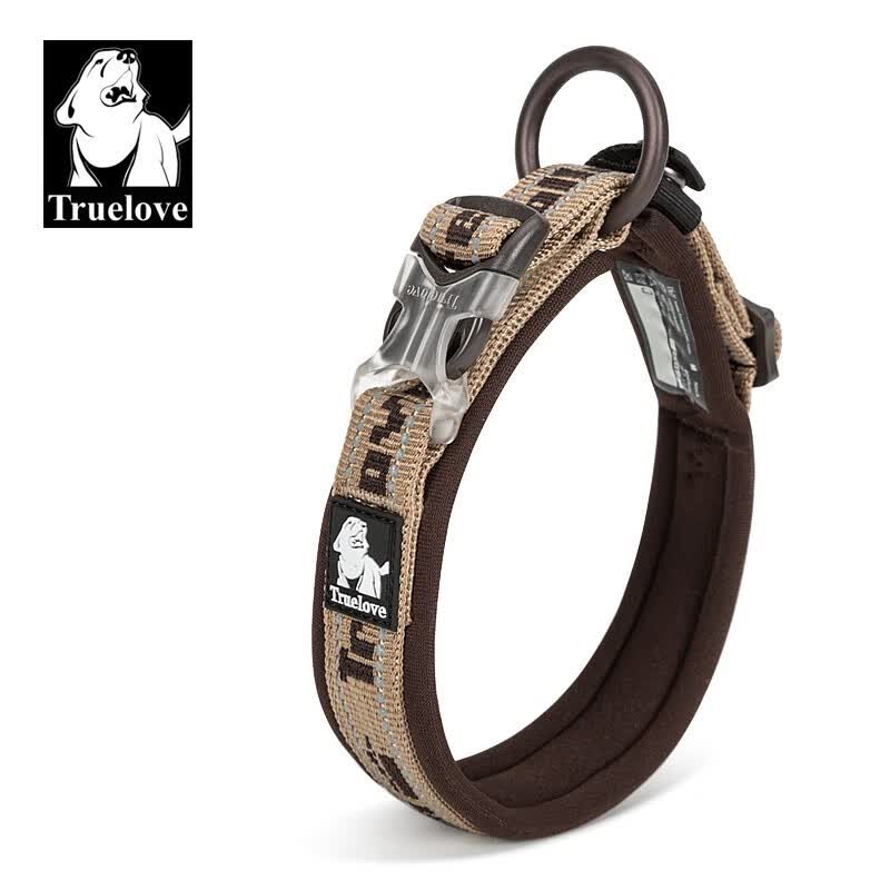 TRUELOVE狗颈圈脖圈宠物小中大型犬金毛柯基宠物用品牵引狗狗项圈舒适面料 棕色 M(40-45cm，建议12-22kg选择)