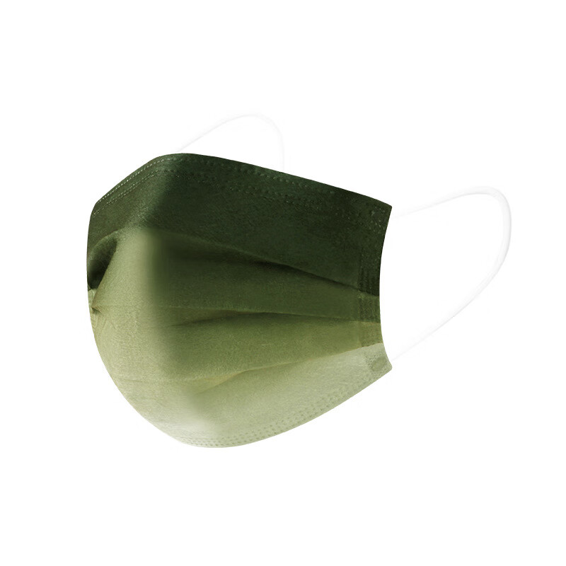 职安康 一次性口罩 防粉尘渐变色成人口罩 渐变绿 50只