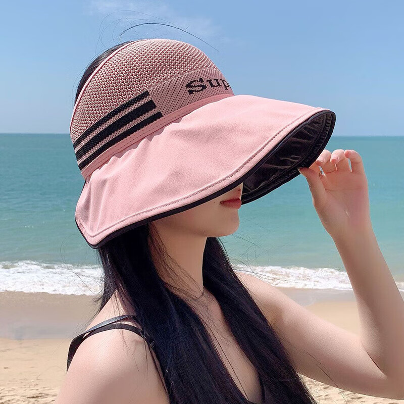瑞欣菲帽子女夏季太阳时尚帽子韩版黑胶遮阳空顶帽户外防晒百搭可折叠
