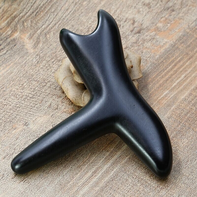 砭石按脚棒脚底按摩点穴器脚部穴位通用点穴棒足疗工具足底按摩棒黑