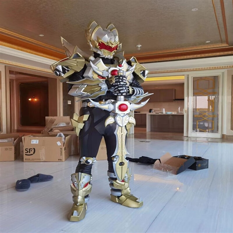 昂沐飞影铠甲皮套勇士铠甲勇士cos皮套真人帝皇侠刑天1:1可穿戴头盔手