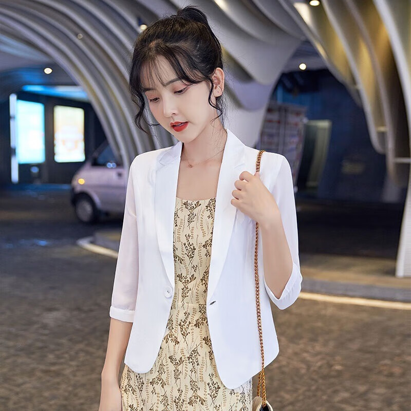 spraying小西装外套女2024夏季新款雪纺西服上衣休闲小个子气质薄款