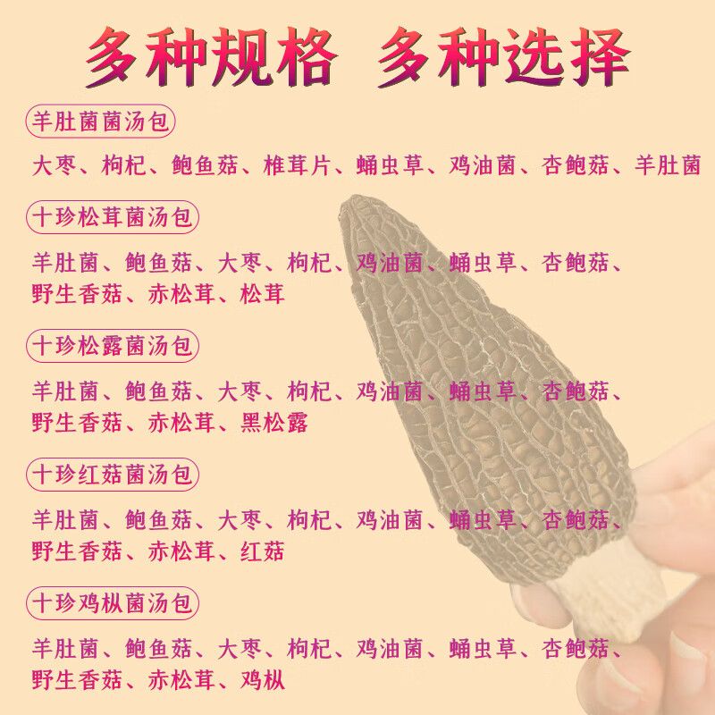 相遇红颜云南特产七彩鸡枞红菇松茸羊肚菌菌汤包菌类煲汤炖鸡汤菌菇包 羊肚菌菌汤包2袋装