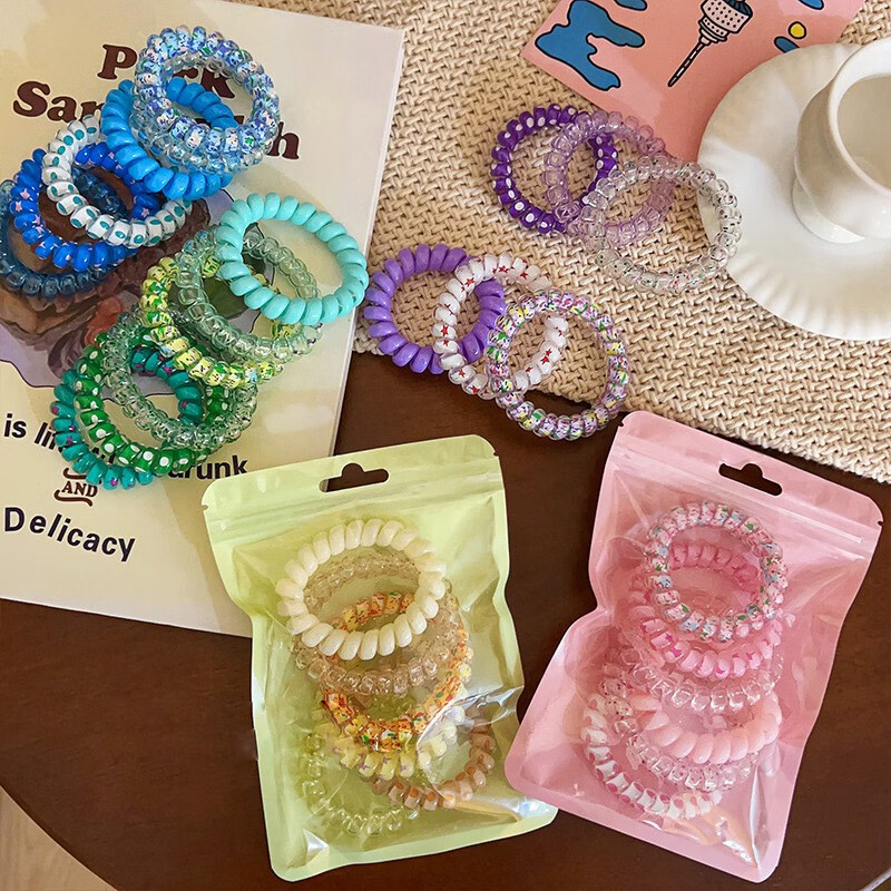 玖维娅（Jiuvia）卡通头绳不伤发发绳高级感扎头发圈橡皮筋皮套小女孩扎马尾头饰品 FQ104电话线6个（不指定颜色高性价比高么？