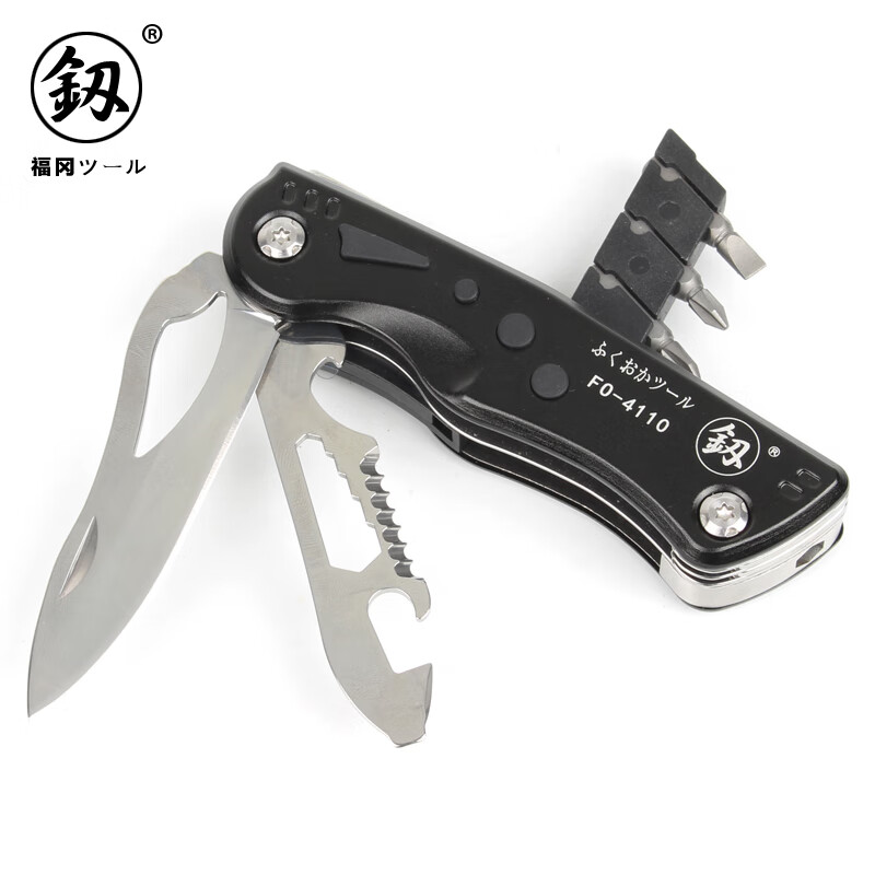 釰日本福冈 多功能折叠组合刀户外便携野外露营防身组合套装 fo-4110