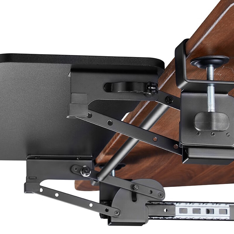 山业键盘托架键盘架抽屉电脑桌延长板 桌下键盘托 手托架扩展板免打孔 黑色-免安装-桌板厚度≤35MM