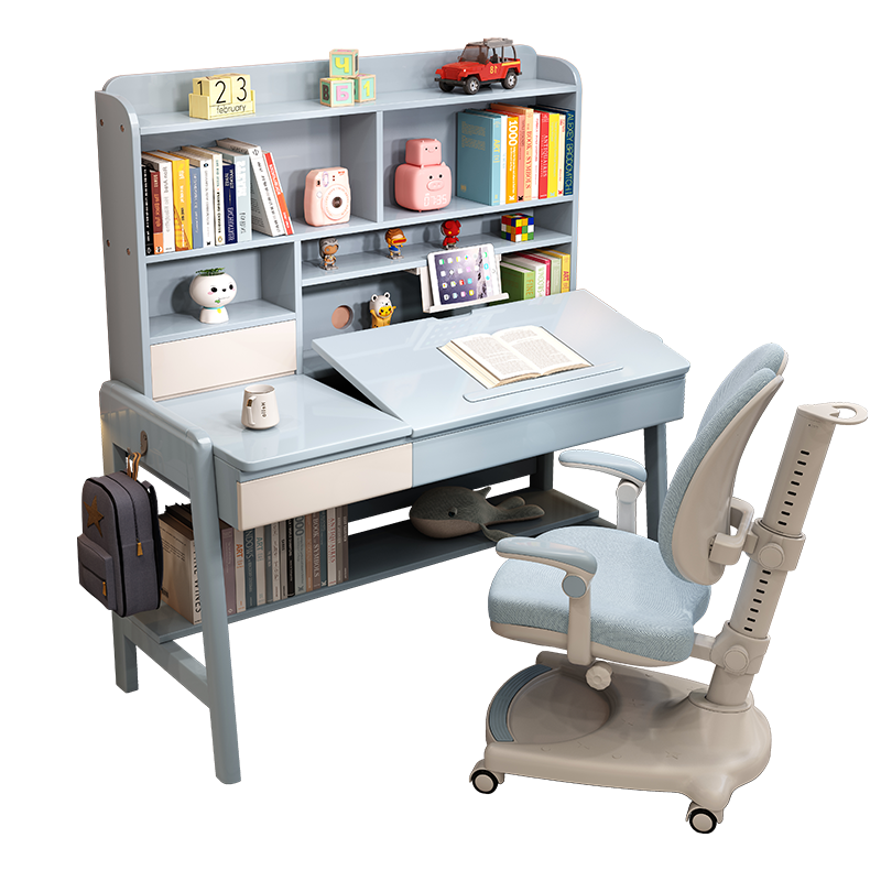 昭希 儿童书桌实木学习桌写字台课桌中小学生儿童写字桌书桌书柜组合可升降儿童作业书桌椅套装 实木单桌（不含椅子）（颜色备注） 1.2米