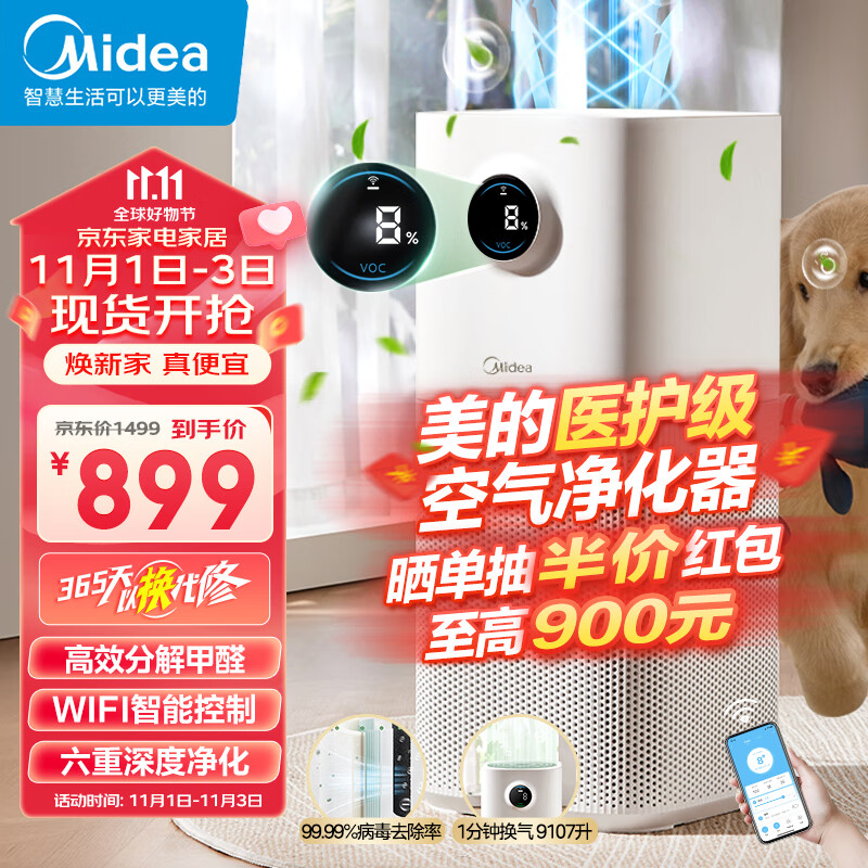 美的（Midea）【六重净化】空气净化器高效分解甲醛除烟味异味99.99%病菌去除率卧室专用空气消毒机KJ500G-L1属于什么档次？