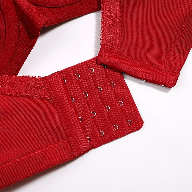 夏.娃.之.秀内衣女聚拢调整型防下垂包容侧收蕾丝软钢圈文胸内衣3747 暗红 80A /36A(上薄下厚杯约3.5CM)