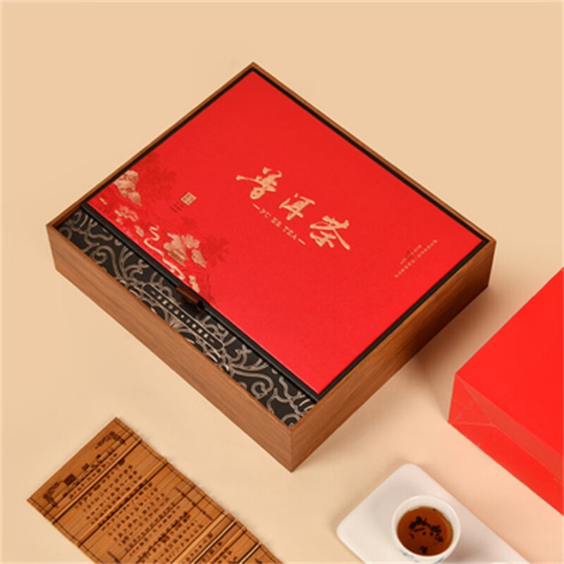 g普洱茶福鼎白茶茶饼包装盒空礼盒定制茶叶礼品盒 礼遇东方普洱茶红色