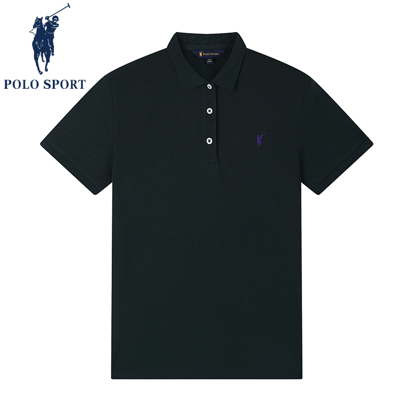 POLO SPORT,polo sport商标 polo sport 【商城同款】翻领短袖t恤女士夏季新款纯色基础百搭半袖