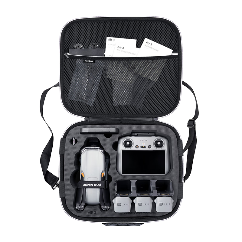 MAXCAM适用于 大疆DJI Air 3 收纳包单肩背包便携旅行包安全保护箱盒畅飞套装配件硬壳抗压摔防溅水