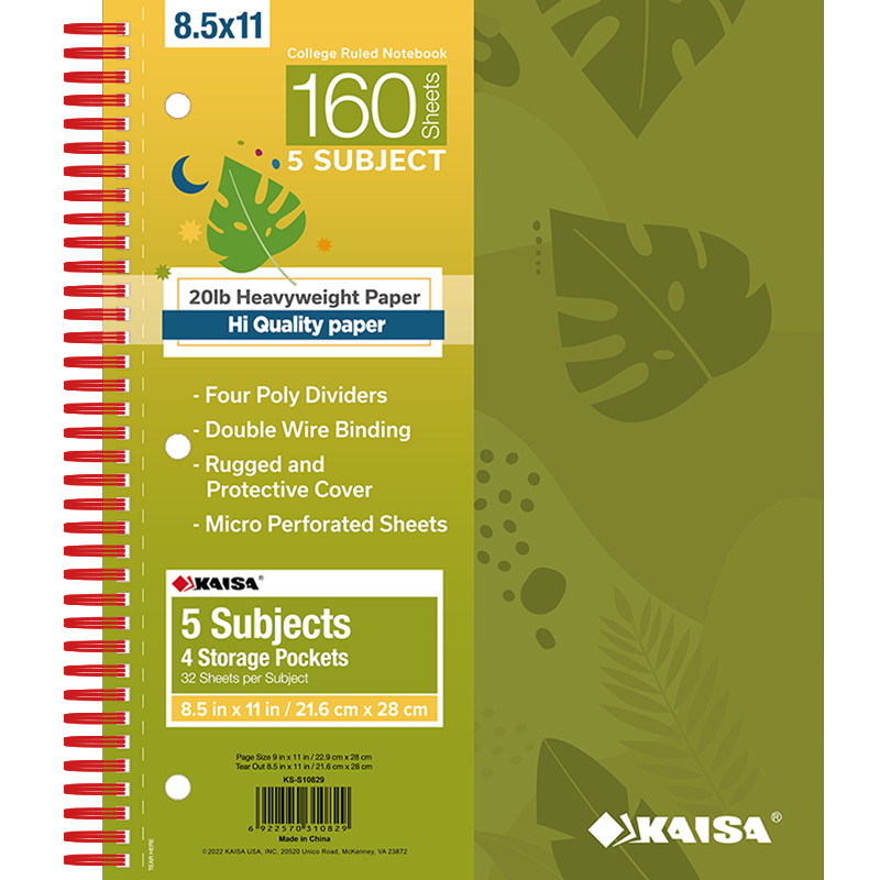 凯萨(KAISA)热爱系列160张加厚笔记本子高颜值A4+三孔线圈本大学生考研记事本 绿色