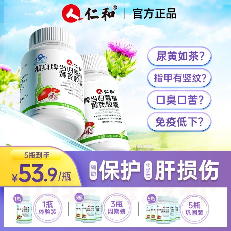 黄芪胶囊搭养肝护肝胶囊片熬夜喝酒加班常备 辅助保护化学性肝损伤 1