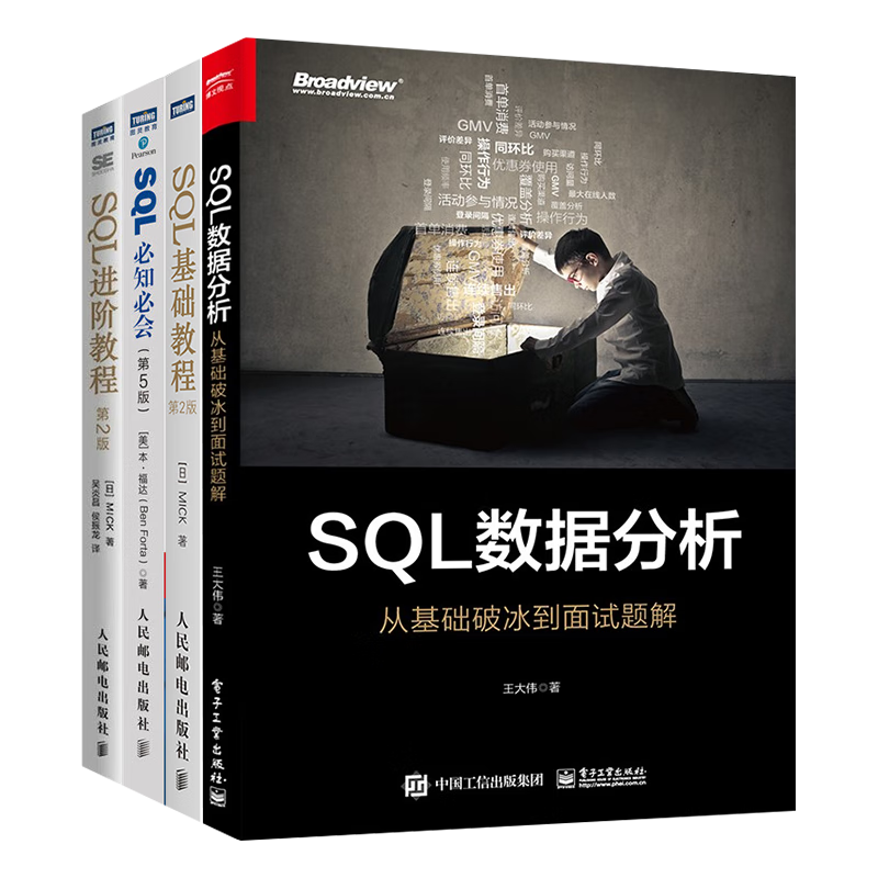 SQL进阶教程+SQL必知必会+SQL基础教程+SQL数据分析 四册