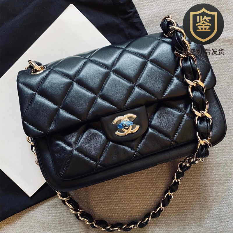 chanel chanel 香奈儿 黑金菱格纹 腋下包 单肩斜挎女包 黑色菱格包