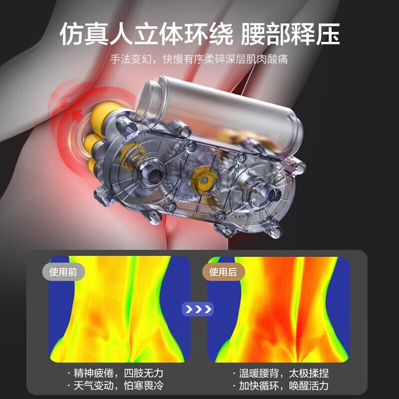 HYUNDAI韩国现代 按摩垫颈椎按摩仪器椅坐垫背部腰部按摩仪器靠垫全身多功能家用送父母长辈生日礼物 【全新升级顶配款】仿真人按摩+多部位热敷+六耳震动