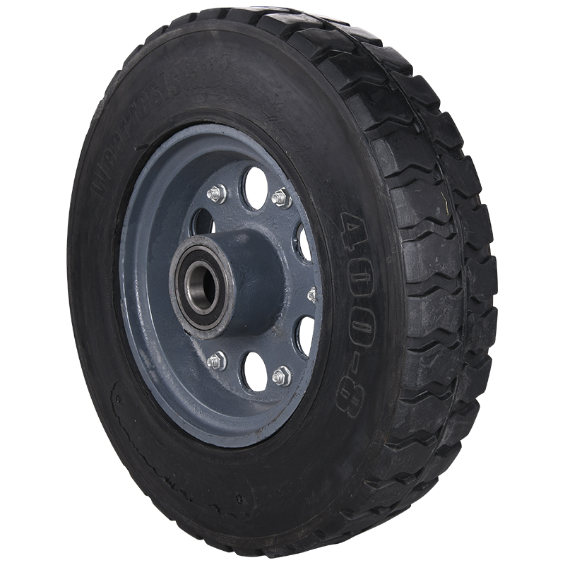 定制16寸实心轮胎防扎铸钢轮毂加厚400-8纯橡胶轮子手推车老虎车轮子