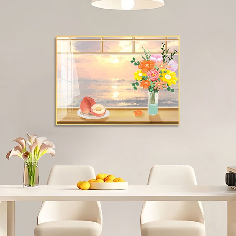 装饰画免打孔饭厅墙面挂画现代简约餐桌壁画卧室背景墙画 孤芳自赏 60