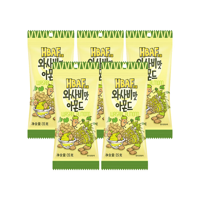 芭蜂(hbaf)黄油蜂蜜扁桃仁腰果仁 韩国进口坚果炒货休闲零食 芥末味