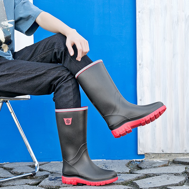 汐鲤 雨鞋男士高筒时尚水鞋男装劳保长筒加绒胶鞋套鞋洗车钓鱼鞋雨靴