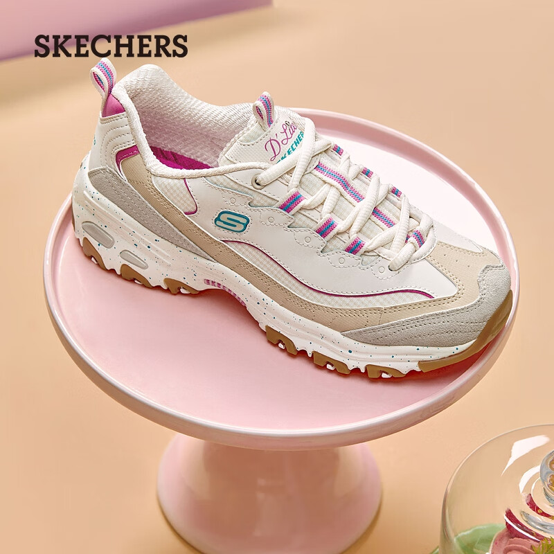 斯凯奇（Skechers）女鞋缓震舒适运动鞋厚底休闲鞋增高老爹鞋149589 自然色/多彩色/NMLT 36