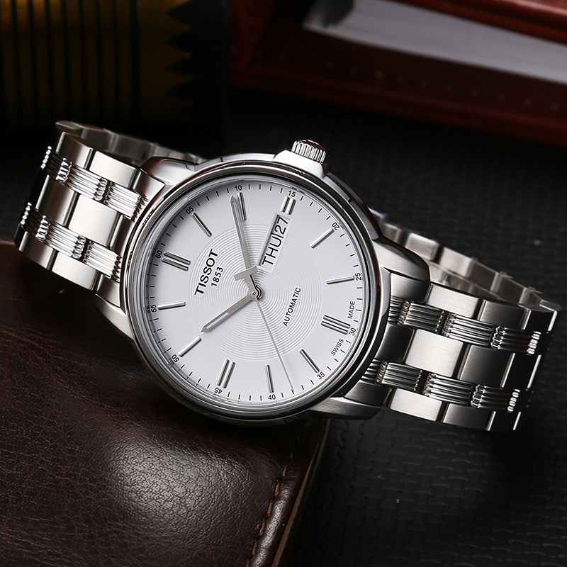 适用于天梭手表钢带天梭1853恒意t065男手表原厂配件316l精钢带表链