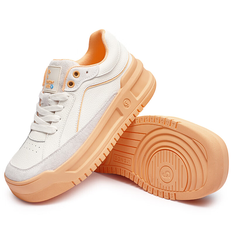 共迹gongji【孟子义同款】 面包鞋休闲鞋厚底运动鞋板鞋ins多巴胺小清新女鞋 柔和桃 /偏大一码 40 （253mm）