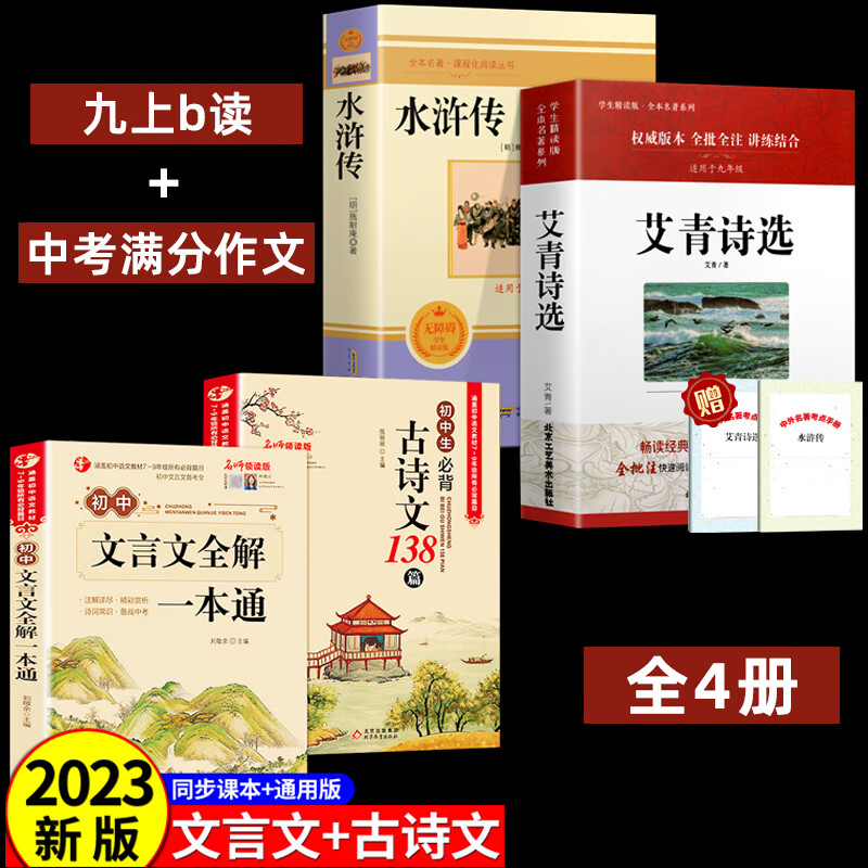 艾青诗选和水浒传 原著完整版九年级阅读名