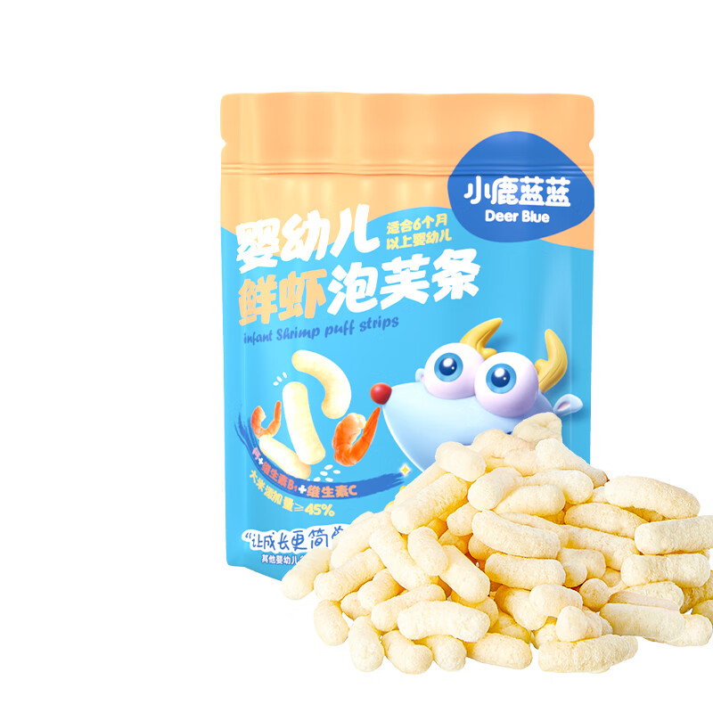 小鹿蓝蓝泡芙条泡芙球6口味泡芙条手指泡芙宝宝零食健康 鲜虾味泡芙条/42g