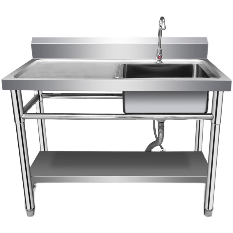 定做商用304不锈钢洗碗池洗菜盆单水槽水池带工作台饭店厨房家用 201