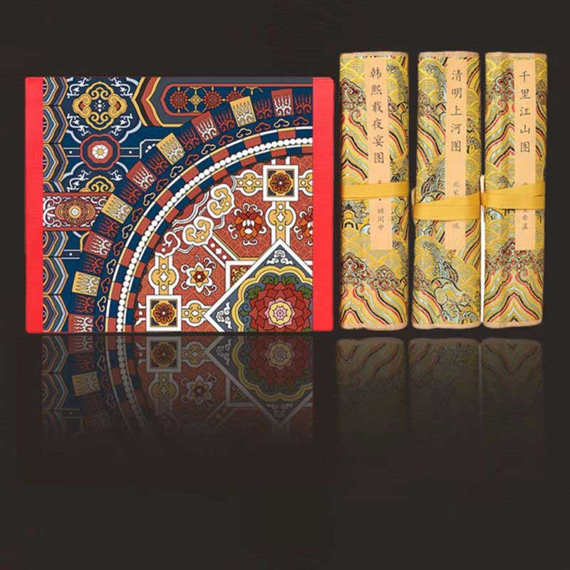 兆宸国宝三绝丝绸画中国特色礼品卷轴丝绸挂画礼品出国送外国人礼品