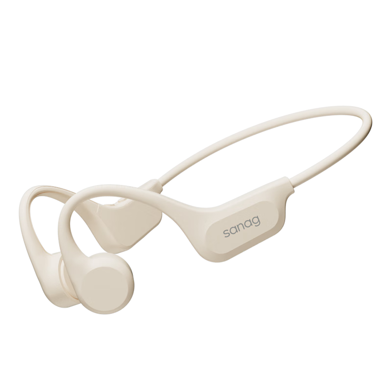SANAG 塞那 B60骨传导蓝牙耳机游泳耳机 运动跑步骑行骨传感耳机 不入耳真无线防水耳机 32GB米白色