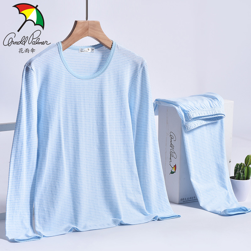 花雨伞秋衣秋裤女秋冬季薄款女士绵绸保暖内衣套装内搭打底棉毛衫