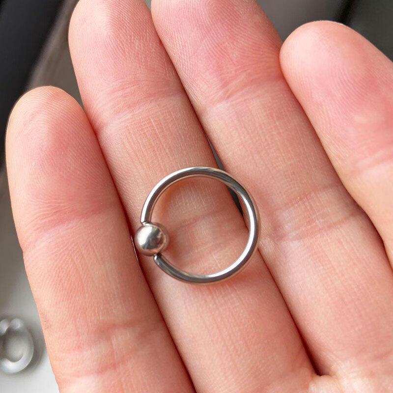 启纯钛钢pa环穿刺bcr弹簧球环耳环乳环男女士阴环系带环深pa男环 1.