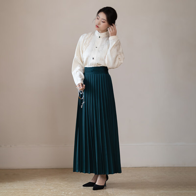随时缮原创改良汉服女汉元素明制立领对襟衫春款百搭褶裙 【缮】褶裙